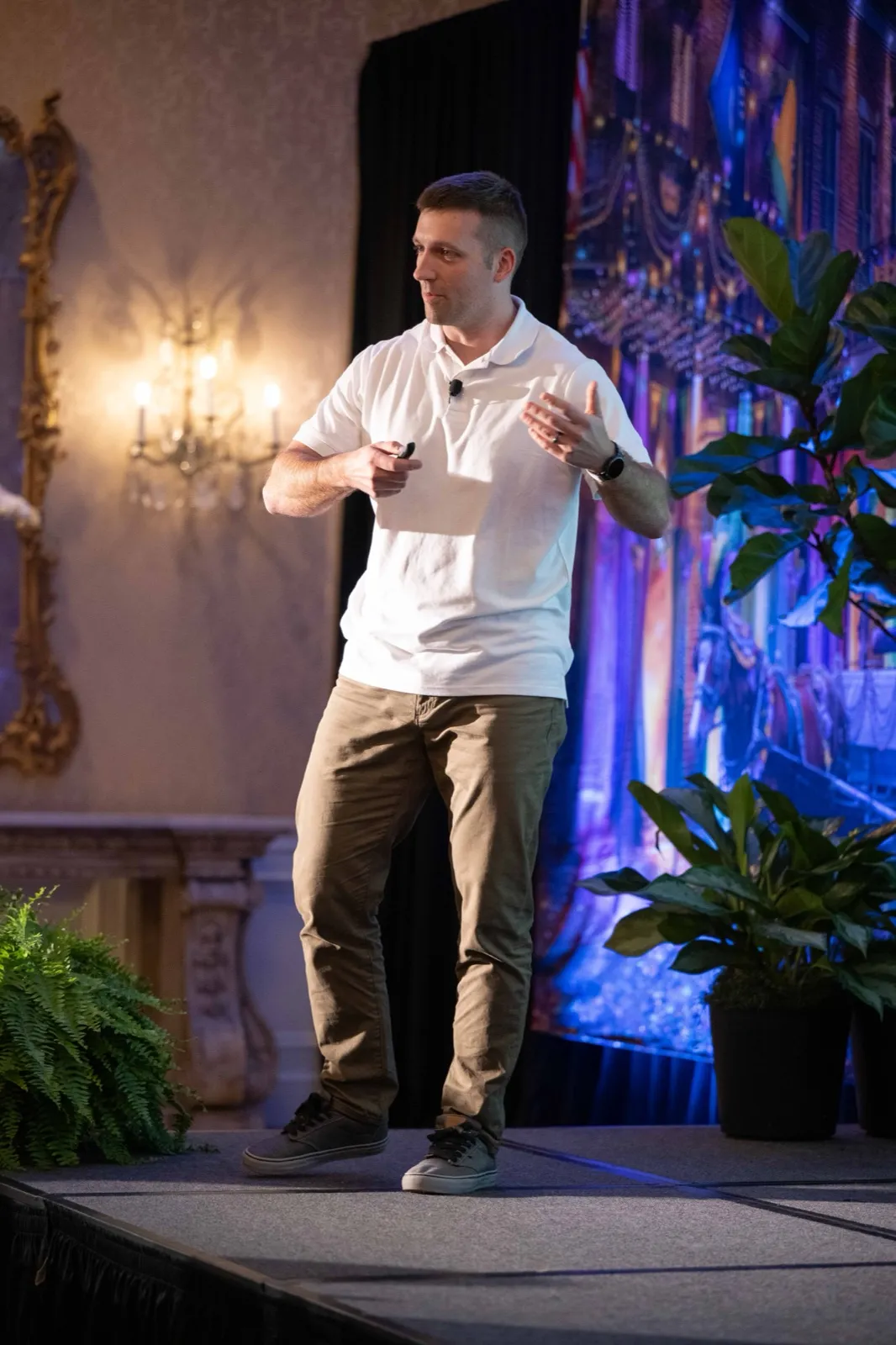 Chris DuBois presenting on stage